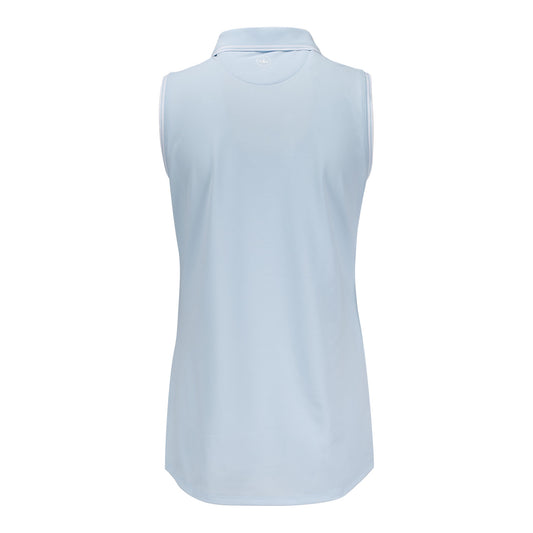 Peter Millar BNP Paribas Women's Canterbury Tipped Sport Sleeveless Polo in Blue Brisk - Back View