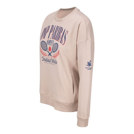 Gear for Sports BNP Paribas Open Women's Everlee Crew Sweatshirt in Café Au Lait - Left Side View