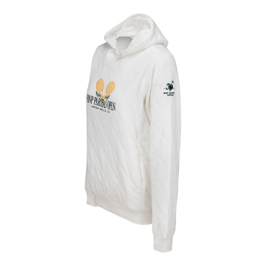 Gear for Sports BNP Paribas Open Women's Quilted Hoodie in Winter White - Angled Front Left View