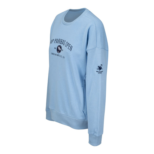 Gear for Sports BNP Paribas Open Women's Everlee Crew Sweatshirt in Light Blue - Left Side View