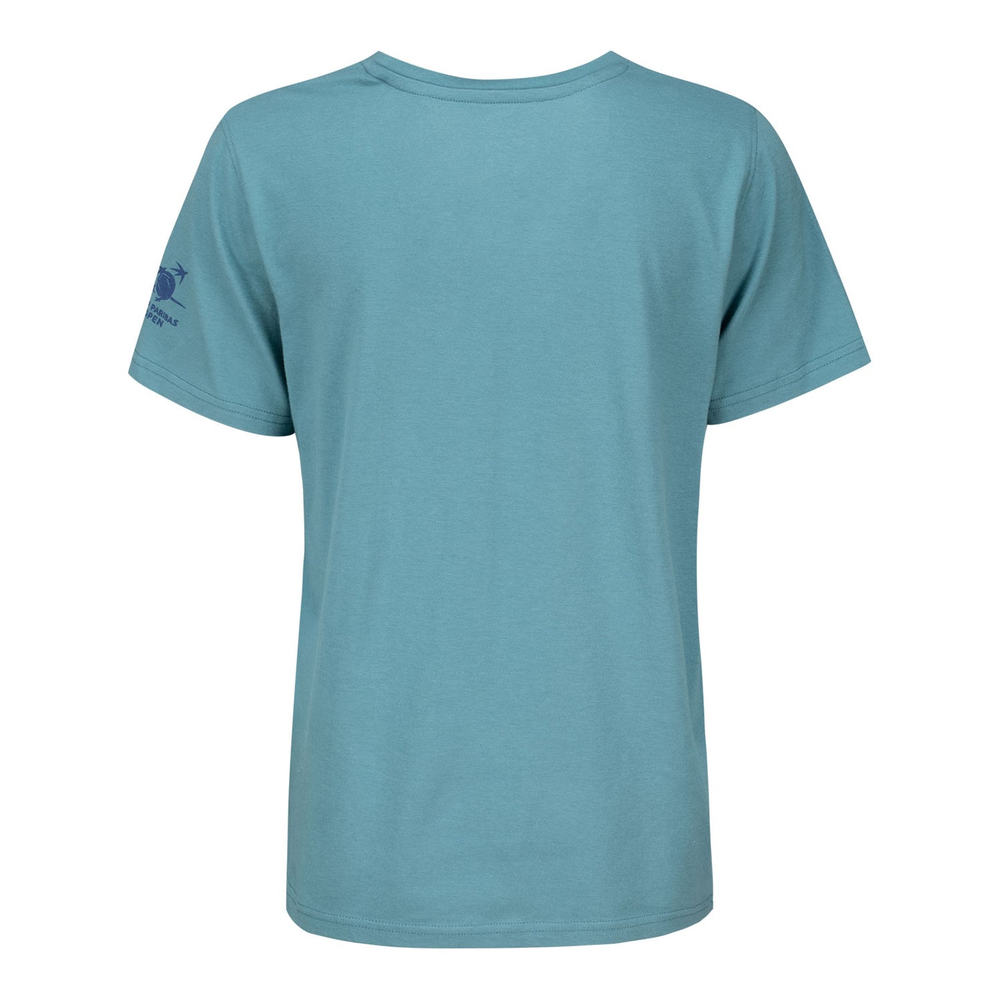 Gear for Sports BNP Paribas Open Women's Script Text V-Neck T-Shirt in Aqua Tonic - Back View
