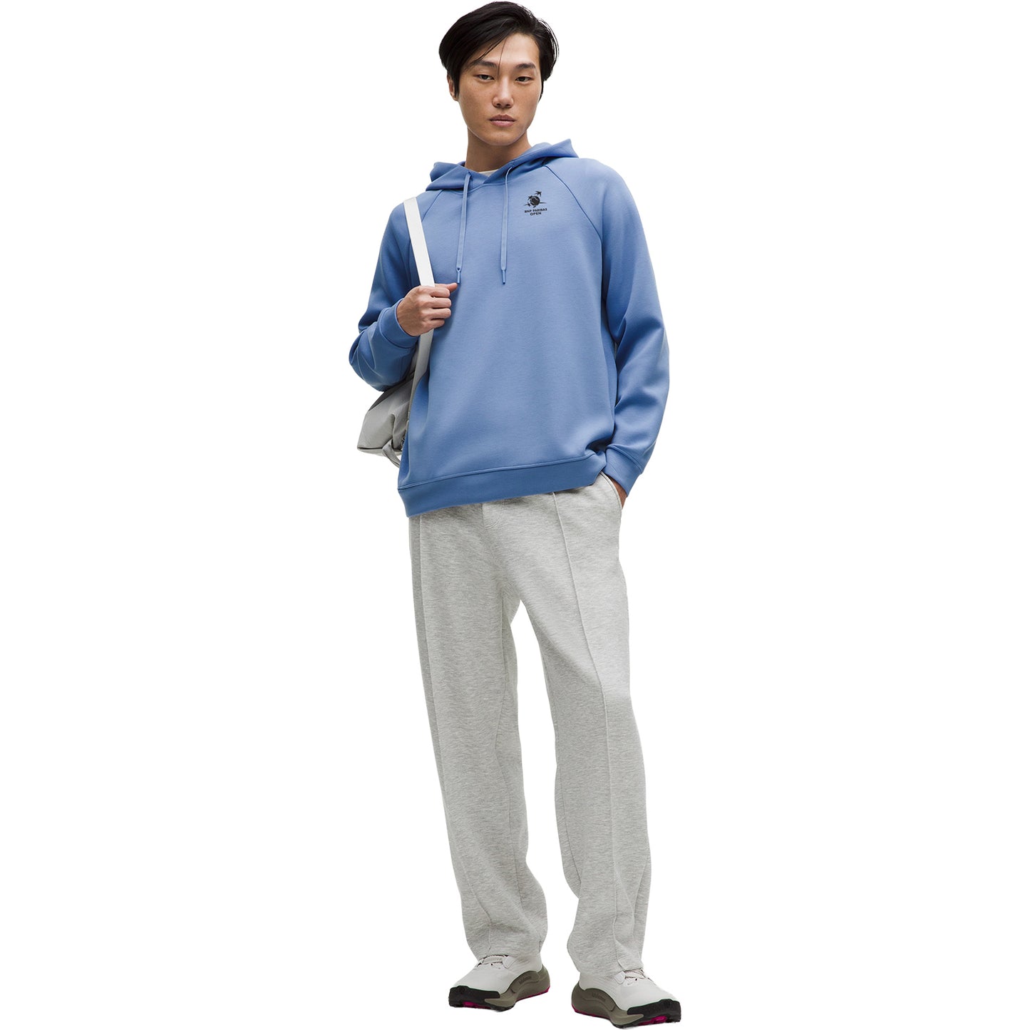 lululemon BNP Paribas Open Smooth Spacer Hoodie in Prep Blue - Modeled Full Body
