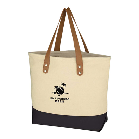 Tournament Solutions BNP Paribas Open Cotton Tote Bag in Natural and Black - Front View
