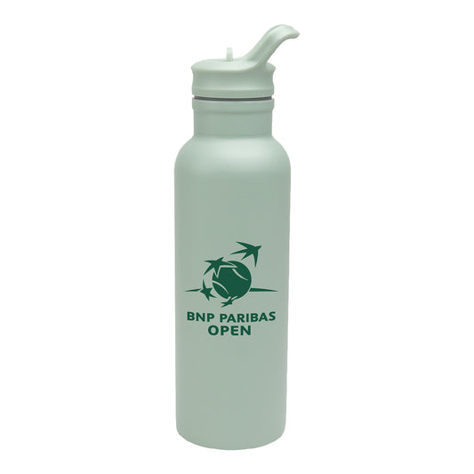 Tournament Solutions BNP Paribas Open Stainless Steel Water Bottle in Sage - Front View