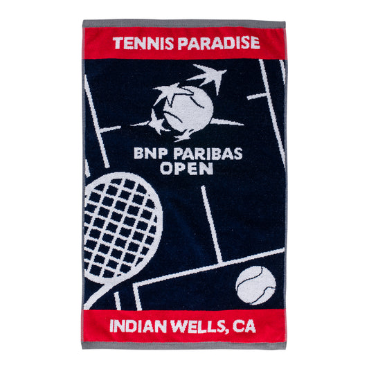 Dynamic BNP Paribas Open Woven 16" x 26" Court Design Towel in Navy - Front View