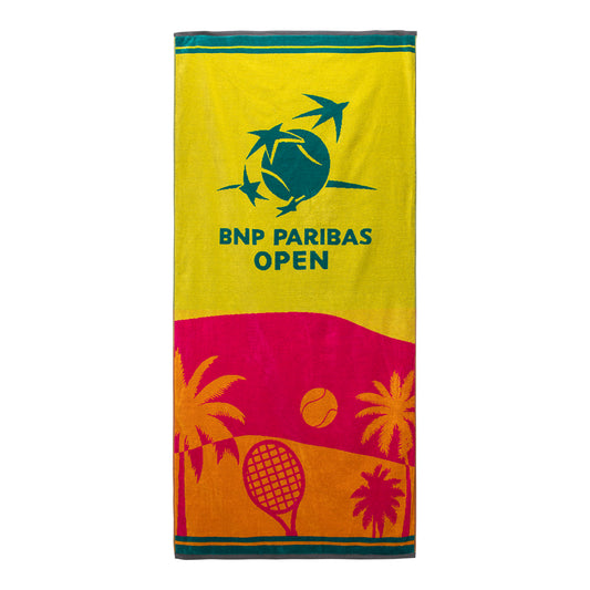 Dynamic BNP Paribas Open Beach Towel in Yellow Multi - Front View