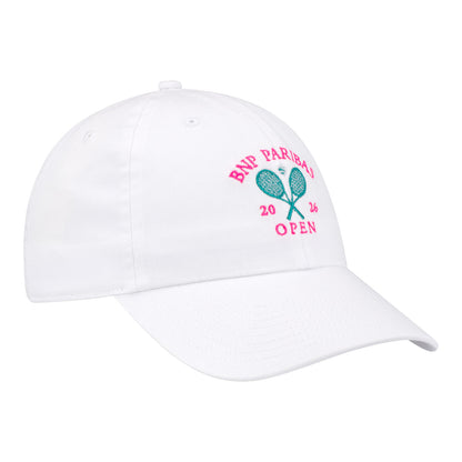 Ahead BNP Paribas Open Ladies Crossed Racket Hat in White - Angled Front Right View