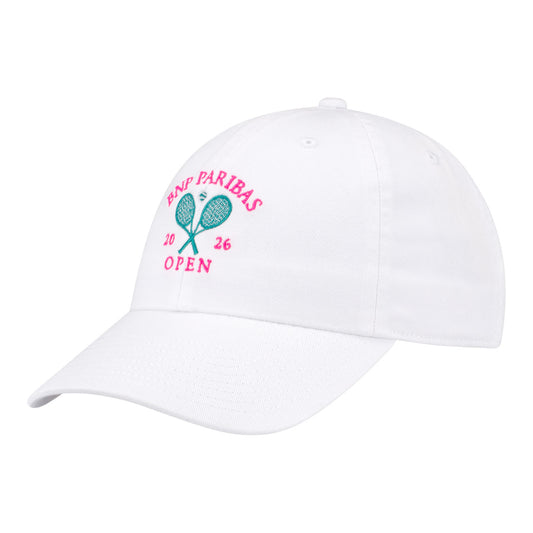 Ahead BNP Paribas Open Ladies Crossed Racket Hat in White - Angled Front Left View