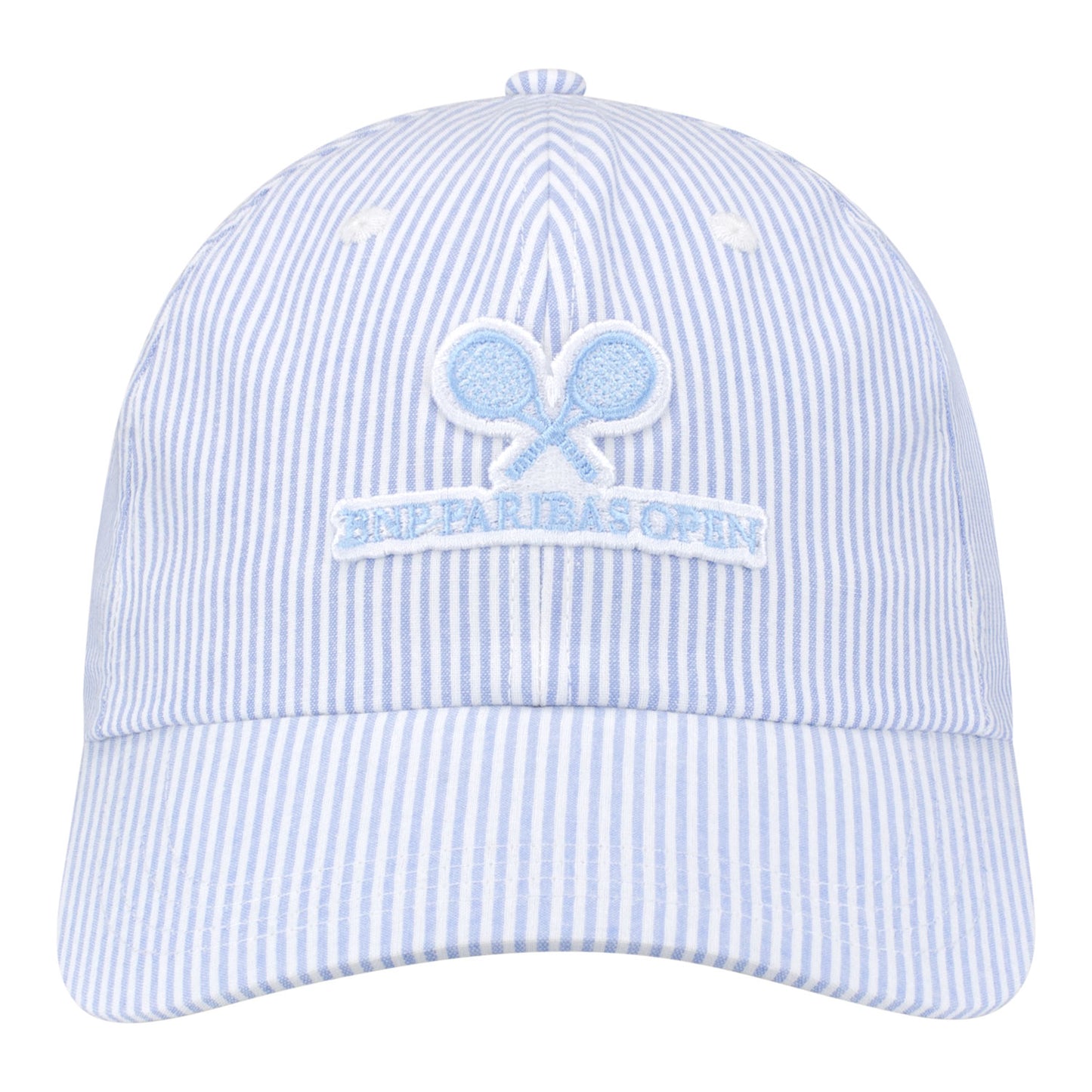 Ahead BNP Paribas Open Ladies Seersucker Stripe Hat in Chambray - Front View