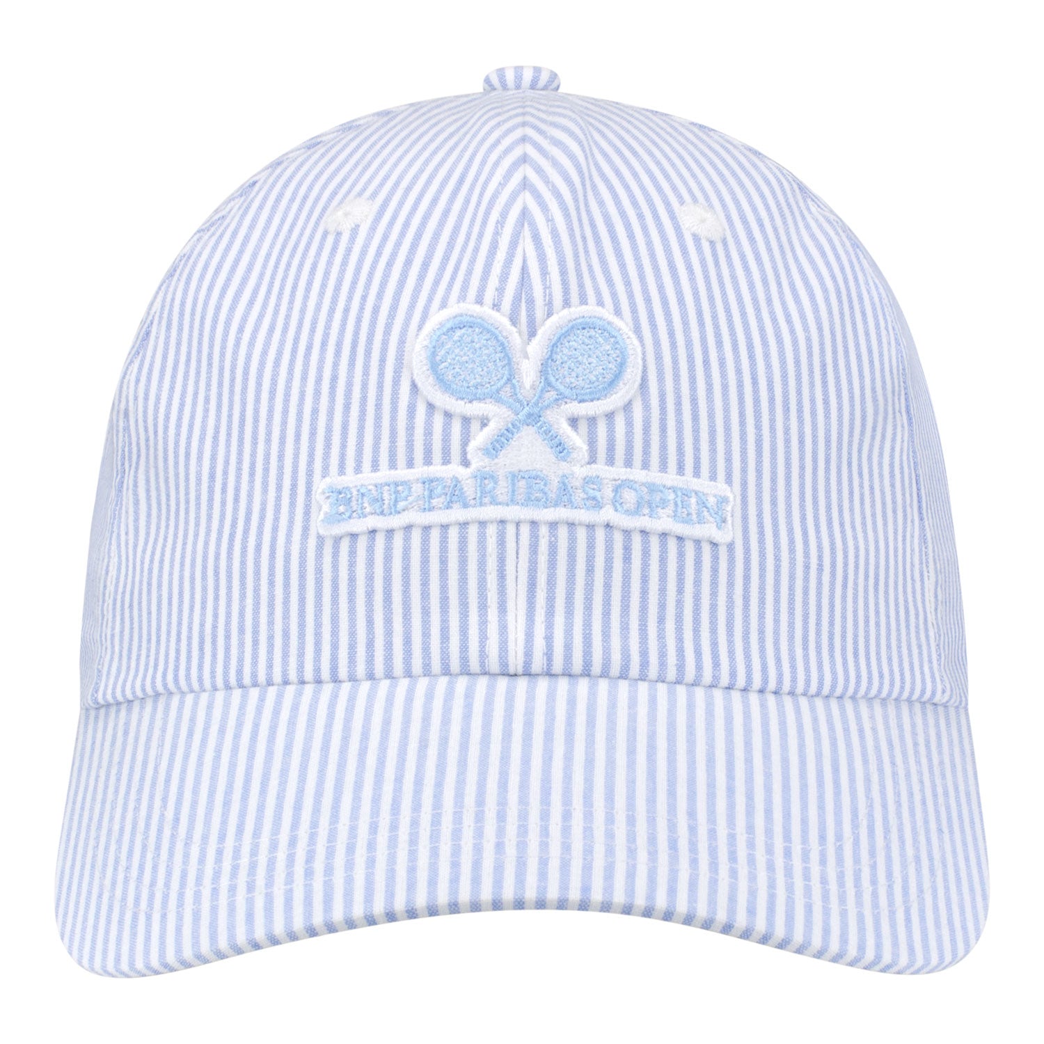 Ahead BNP Paribas Open Ladies Seersucker Stripe Hat in Chambray - Front View
