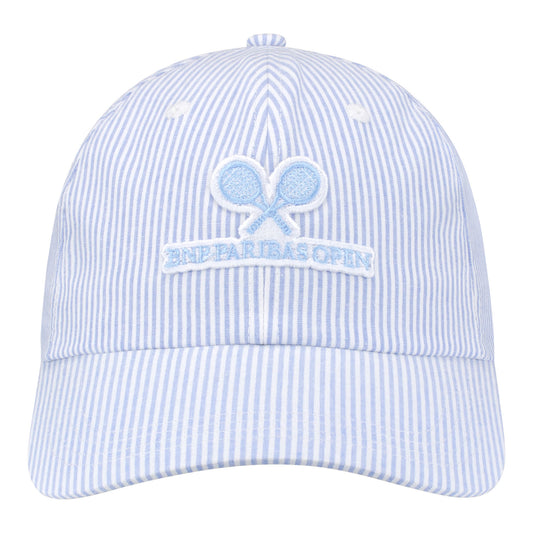 Ahead BNP Paribas Open Ladies Seersucker Stripe Hat in Chambray - Front View