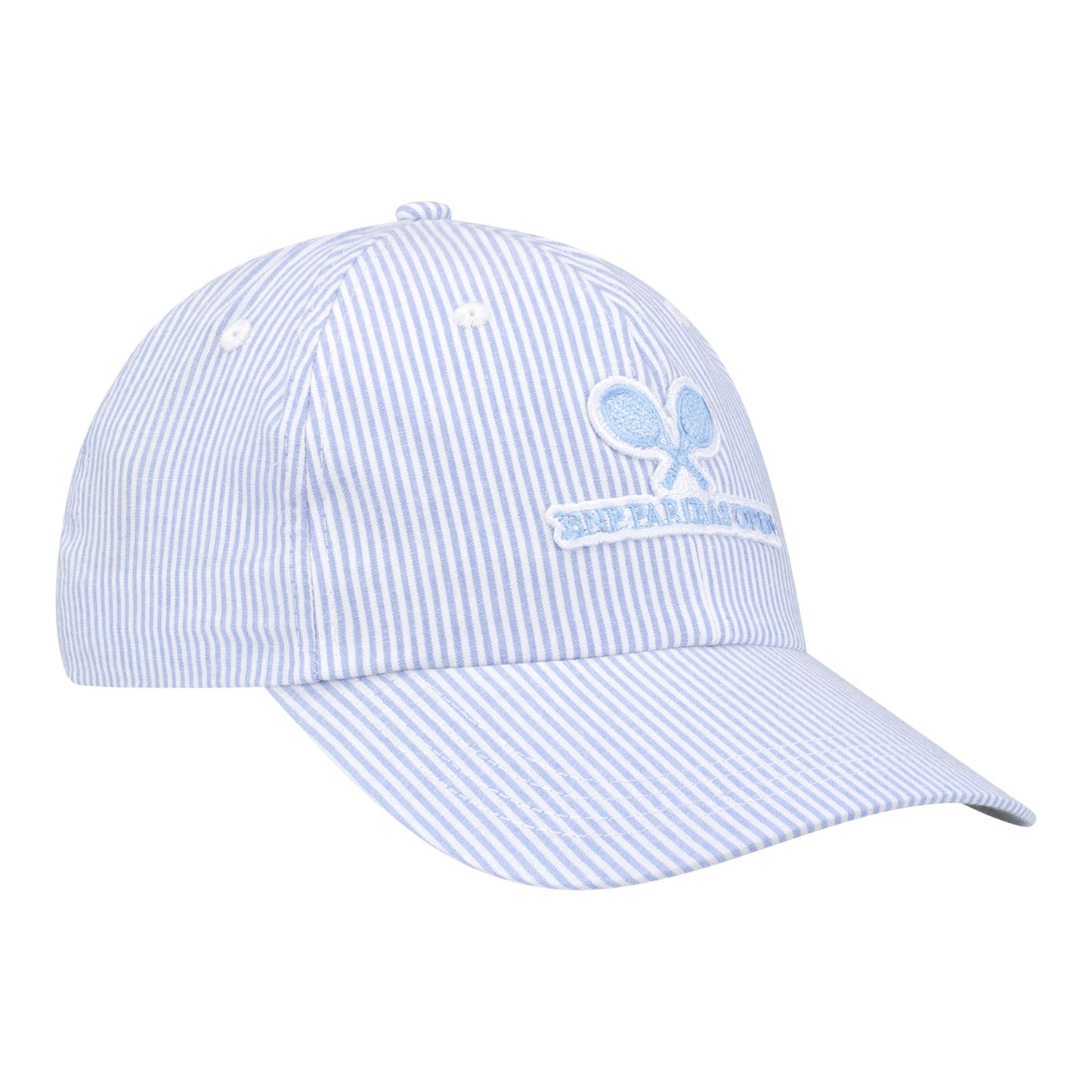 Ahead BNP Paribas Open Ladies Seersucker Stripe Hat in Chambray - Angled Front Right View