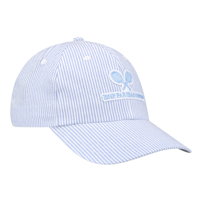 Ahead BNP Paribas Open Ladies Seersucker Stripe Hat in Chambray - Angled Front Right View