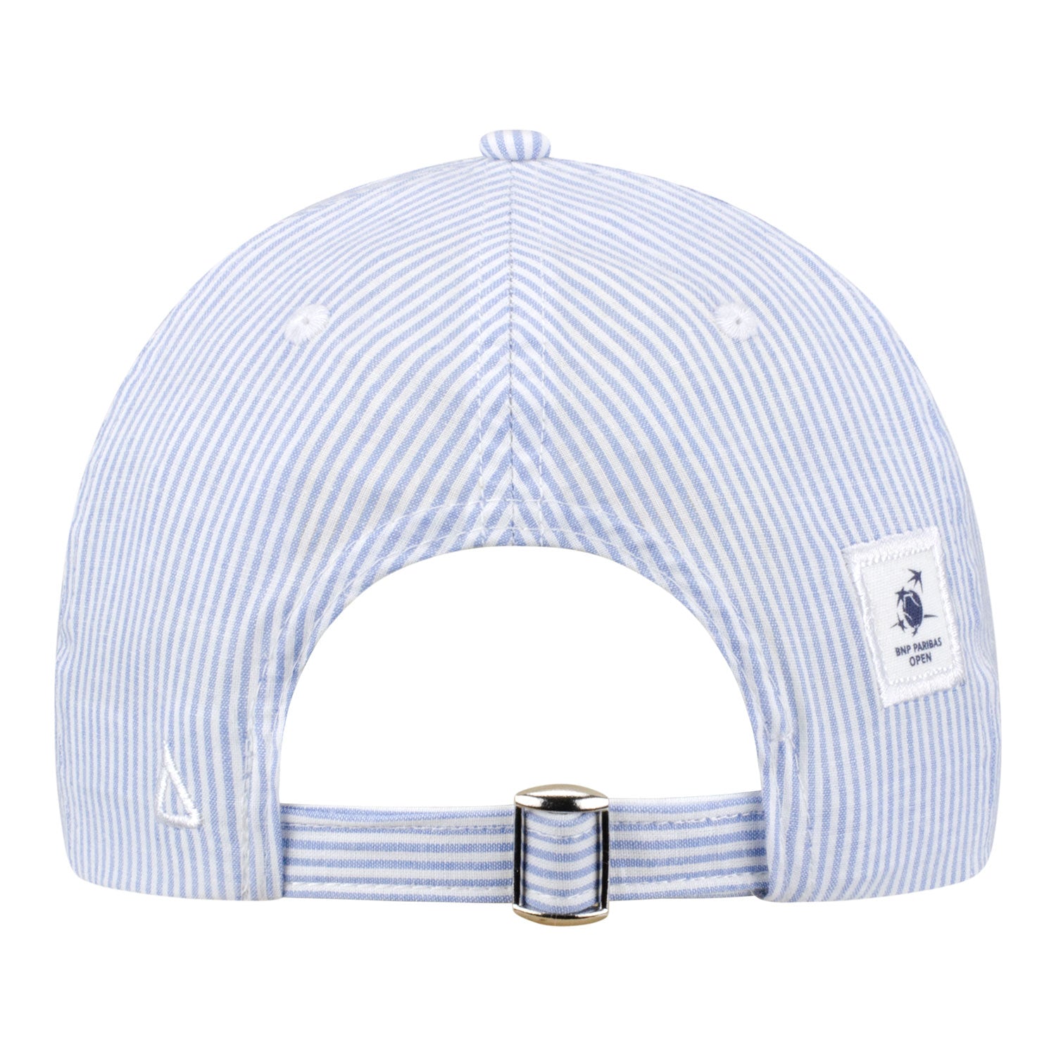 Ahead BNP Paribas Open Ladies Seersucker Stripe Hat in Chambray - Back View