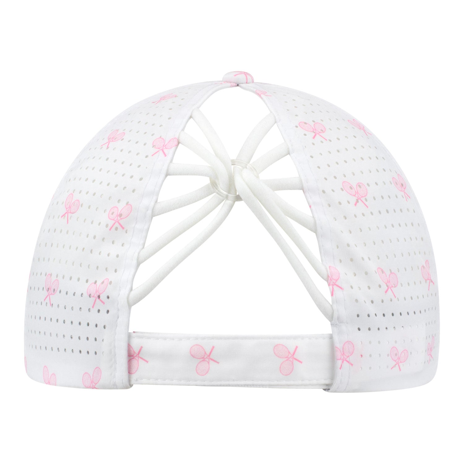 Vimhue BNP Paribas Open Ladies Sun Goddess Crossed Racket Hat in White and Pink - Back View
