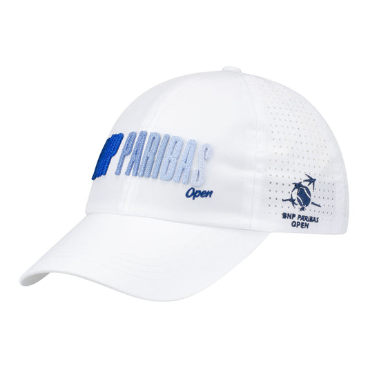 Vimhue BNP Paribas Open Ladies Sun Ombre Text Hat in White and Blue - Angled Front Left View
