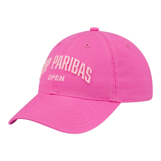 Legacy 2026 BNP Paribas Open Women's Text Hat in Dark Pink - Angled Front Left View
