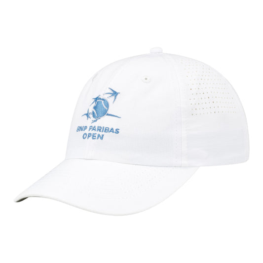 Imperial BNP Paribas Open Women's Perforated Performance Hat in White - Angled Front Left View