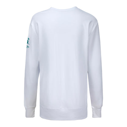 Ahead BNP Paribas Open Women's Crossed Racket Crewneck Sweatshirt in White - Back View
