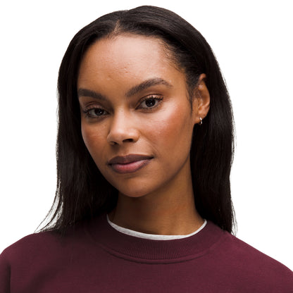 lululemon BNP Paribas Open Women's Steady State Oversized Crew in Burgundy Bay - Neckline Close Up
