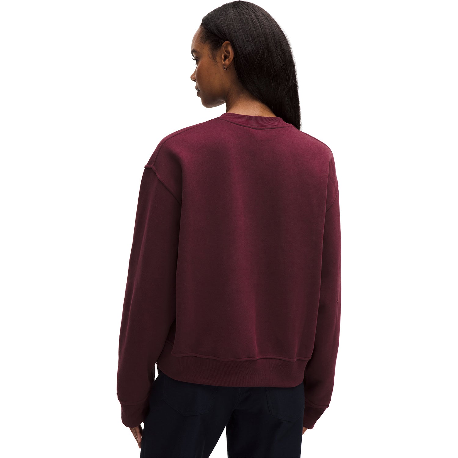 lululemon BNP Paribas Open Women's Steady State Oversized Crew in Burgundy Bay - Back View