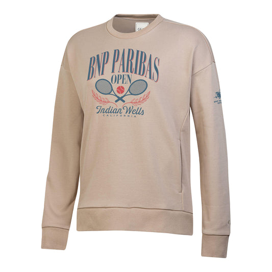 Gear for Sports BNP Paribas Open Women's Everlee Crew Sweatshirt in Café Au Lait - Front View