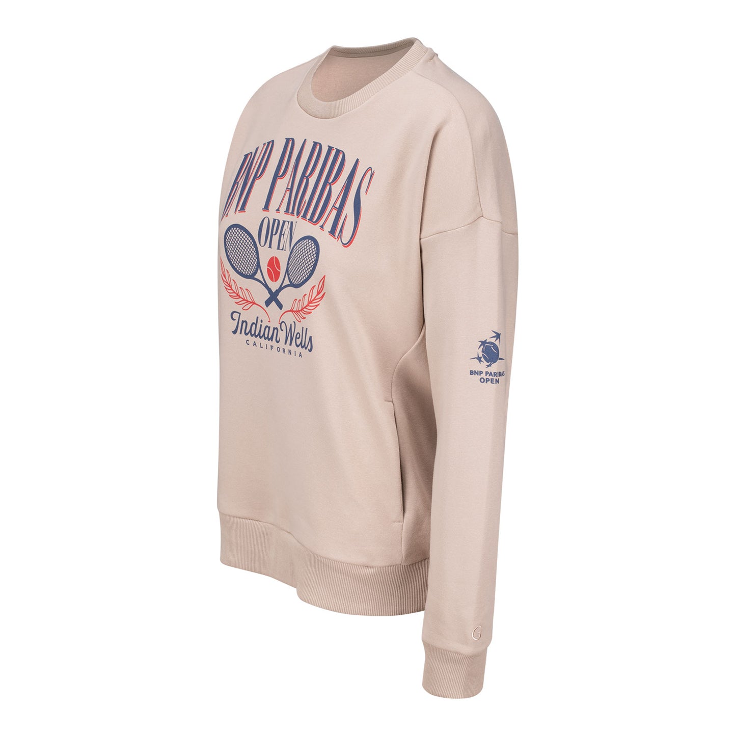 Gear for Sports BNP Paribas Open Women's Everlee Crew Sweatshirt in Café Au Lait - Left Side View