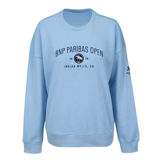 Gear for Sports BNP Paribas Open Women's Everlee Crew Sweatshirt in Light Blue - Front View