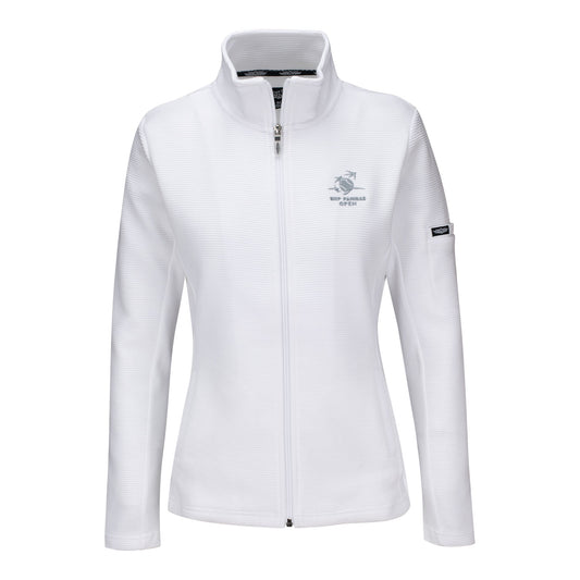 Straight Down 2026 BNP Paribas Open Women's Swing Full Zip Jacket in White - Front View