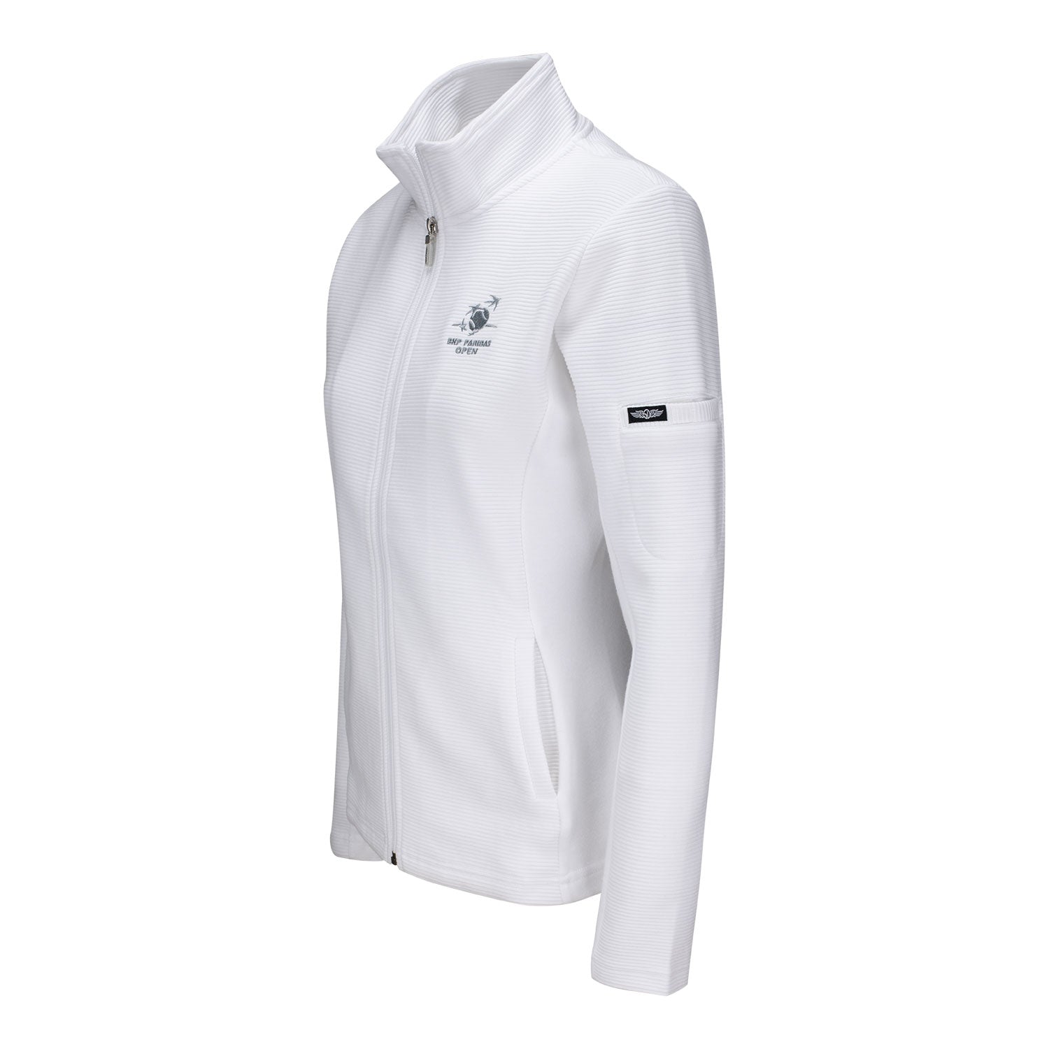 Straight Down 2026 BNP Paribas Open Women's Swing Full Zip Jacket in White - Left Side View