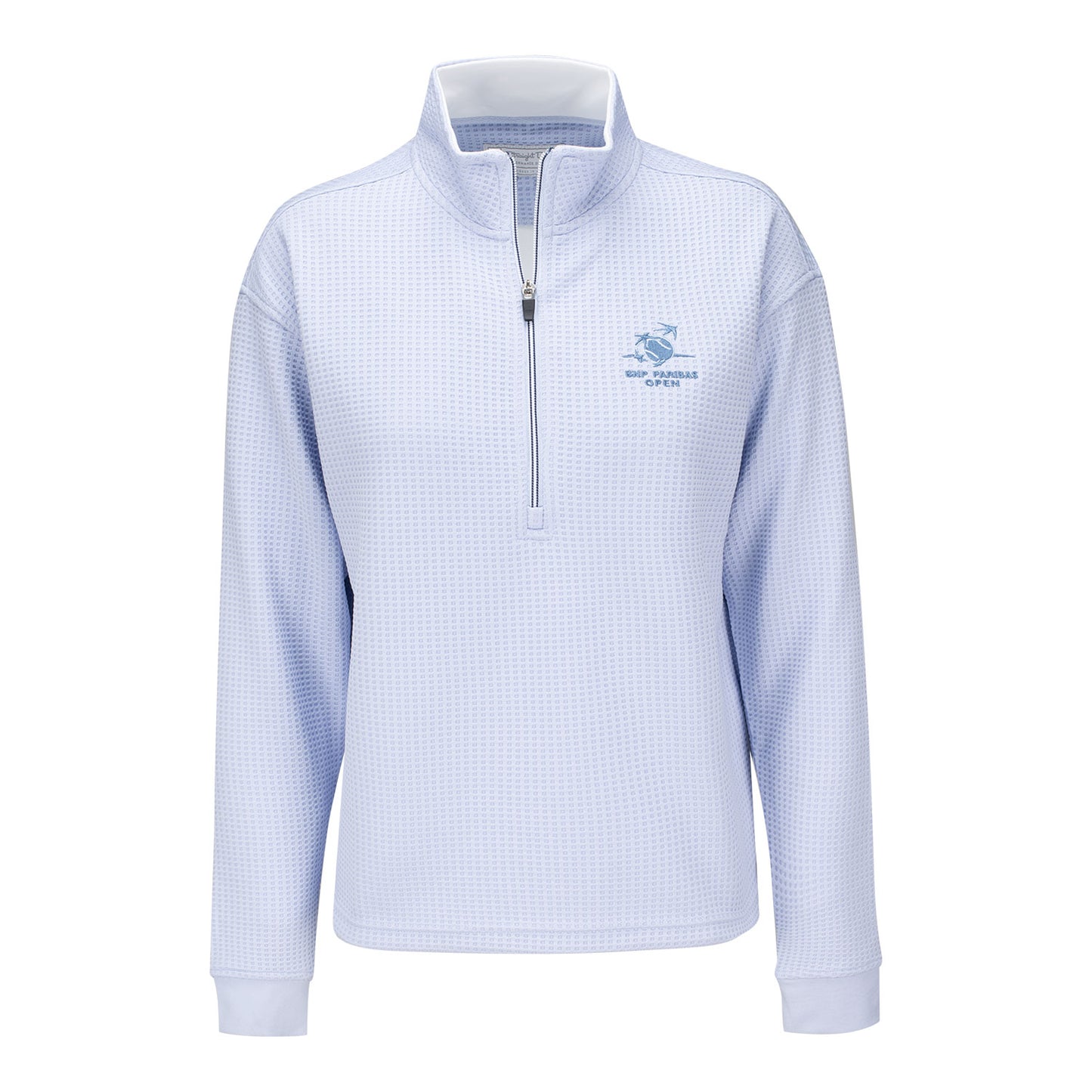 Straight Down 2026 BNP Paribas Open Women's Open Quarter Zip in Powder Blue - Front View