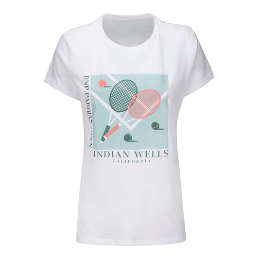 Ahead BNP Paribas Open Women's Retro Court T-Shirt in White - Front View