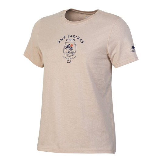 Gear for Sports BNP Paribas Open Women's Shield T-Shirt in Café Au Lait - Front View