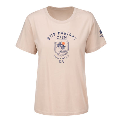 Gear for Sports BNP Paribas Open Women's Shield T-Shirt in Café Au Lait - Front View