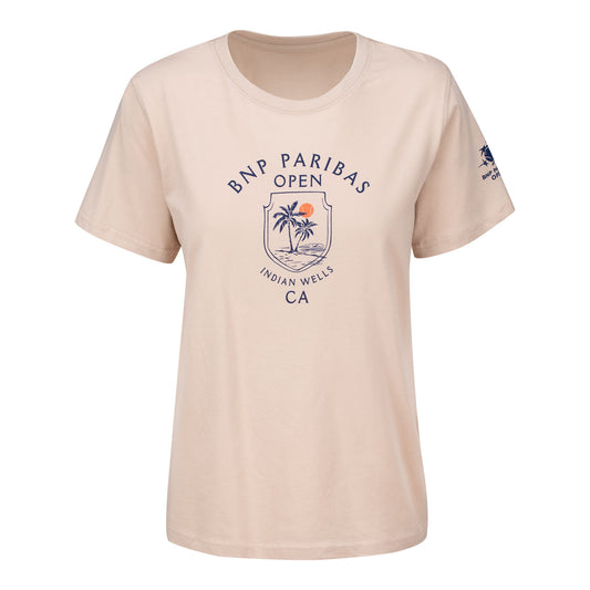 Gear for Sports BNP Paribas Open Women's Shield T-Shirt in Café Au Lait - Front View
