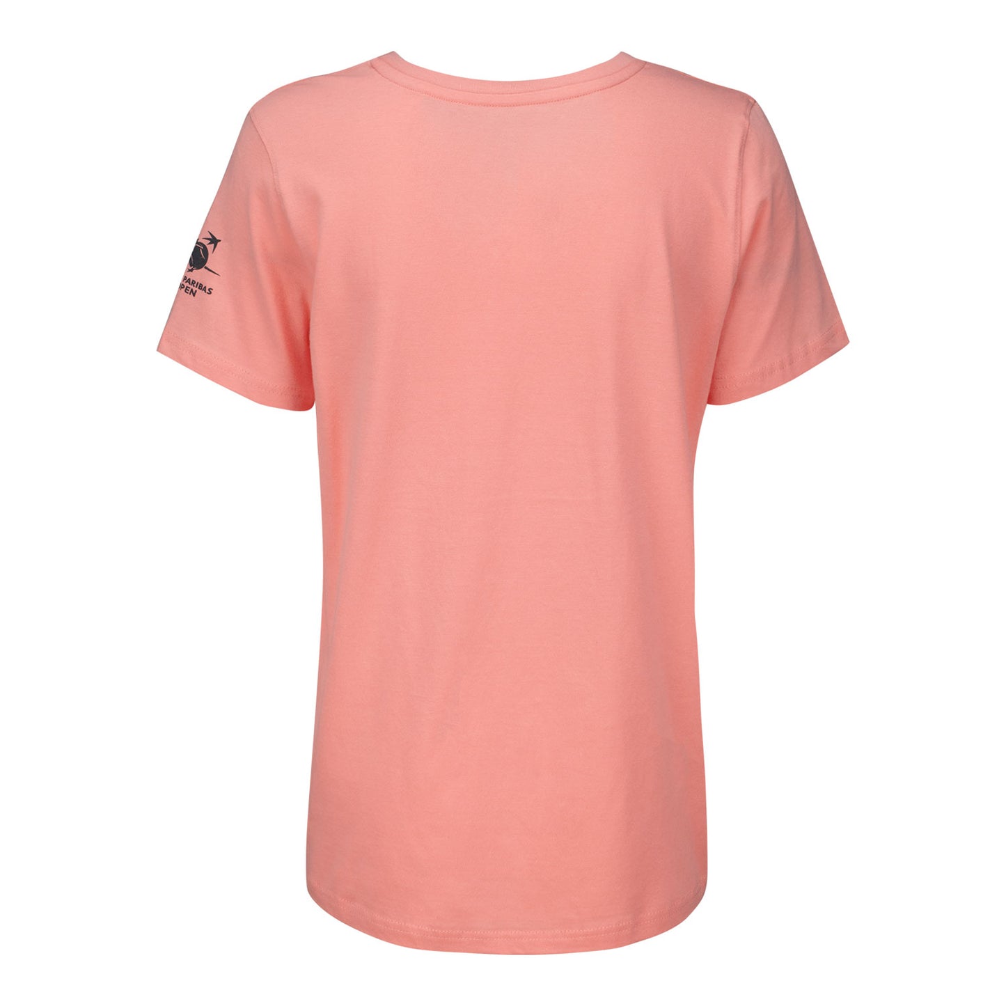 Gear for Sports BNP Paribas Open Women's Palm Tree Sunset V-Neck T-Shirt in Melon - Back View