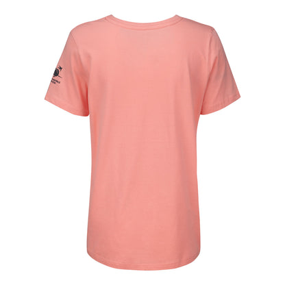 Gear for Sports BNP Paribas Open Women's Palm Tree Sunset V-Neck T-Shirt in Melon - Back View