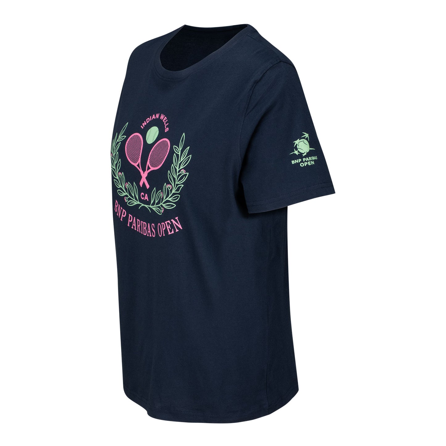 Gear for Sports BNP Paribas Open Women's Crossed Racket Laurel T-Shirt in Marine Navy - Left View
