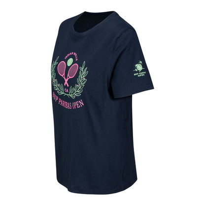 Gear for Sports BNP Paribas Open Women's Crossed Racket Laurel T-Shirt in Marine Navy - Left View
