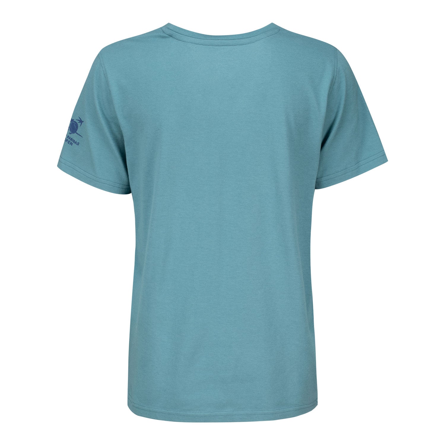 Gear for Sports BNP Paribas Open Women's Script Text V-Neck T-Shirt in Aqua Tonic - Back View