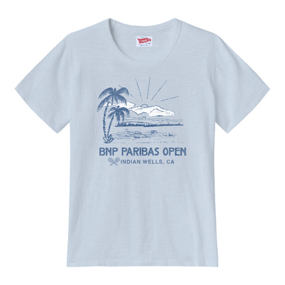 Standard Rec BNP Paribas Open Women's Palm Sun T-Shirt in Light Blue - Front View