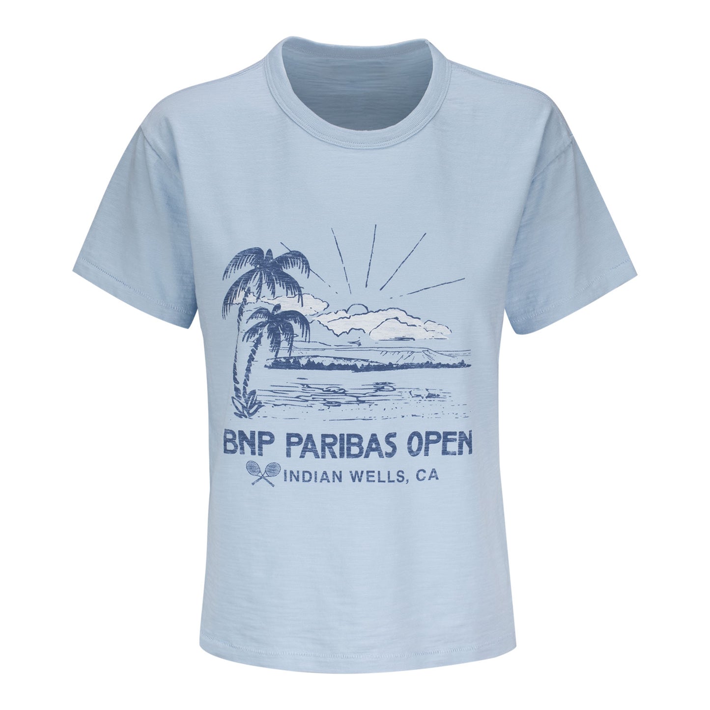Standard Rec BNP Paribas Open Women's Palm Sun T-Shirt in Light Blue - Front
