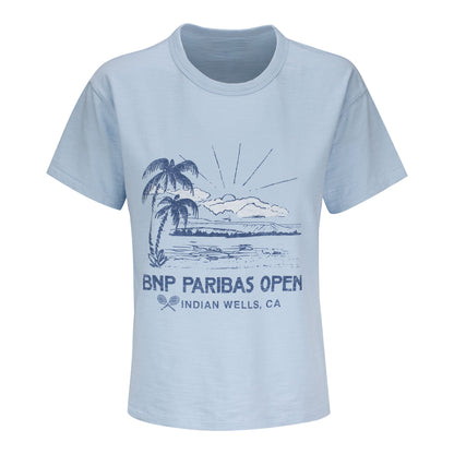 Standard Rec BNP Paribas Open Women's Palm Sun T-Shirt in Light Blue - Front