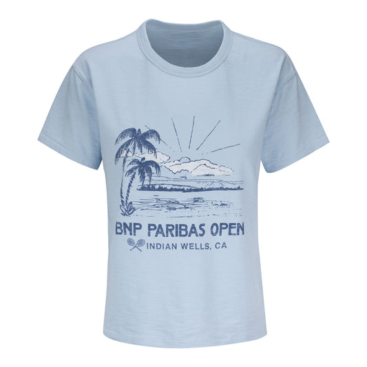 Standard Rec BNP Paribas Open Women's Palm Sun T-Shirt in Light Blue - Front
