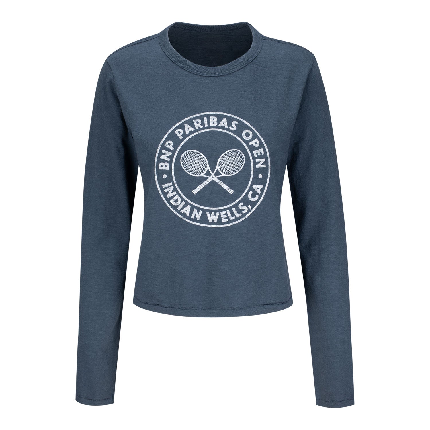 Standard Rec BNP Paribas Open Women's Crossed Rackets Long Sleeve Shirt in Indigo - Front