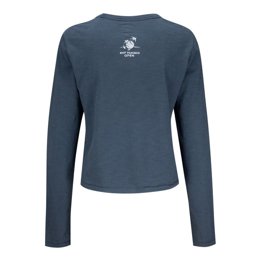 Standard Rec BNP Paribas Open Women's Crossed Rackets Long Sleeve Shirt in Indigo - Back