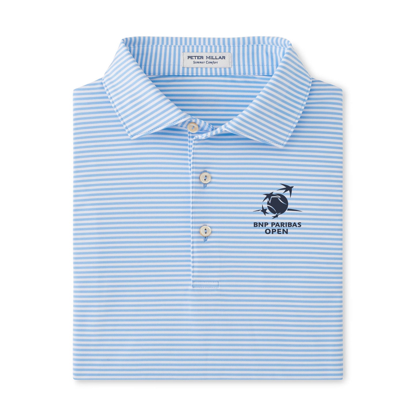 Peter Millar BNP Paribas Hales Stripe Performance Polo in Cottage Blue - Front View