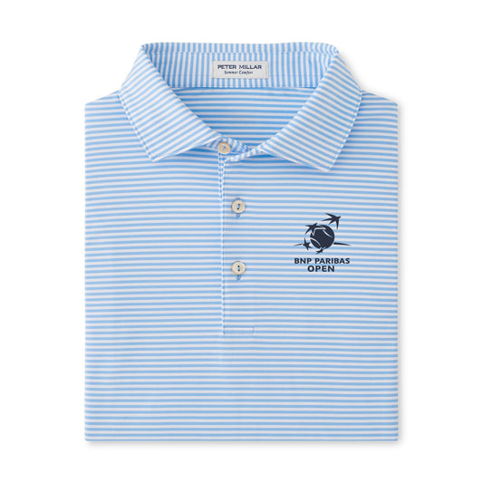 Peter Millar BNP Paribas Hales Stripe Performance Polo in Cottage Blue - Front View