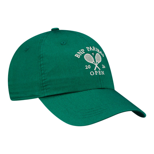 Ahead BNP Paribas Open Crossed Racket Hat in Georgia Green - Angled Front Right View