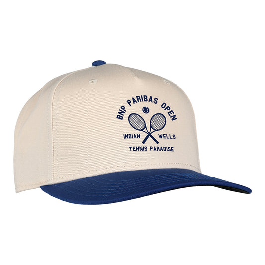 Ahead BNP Paribas Open Retro Two-Tone Racket Hat in Cream and Navy - Front View